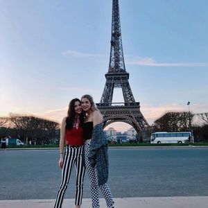 Cropped White & Black stripped Mango pants